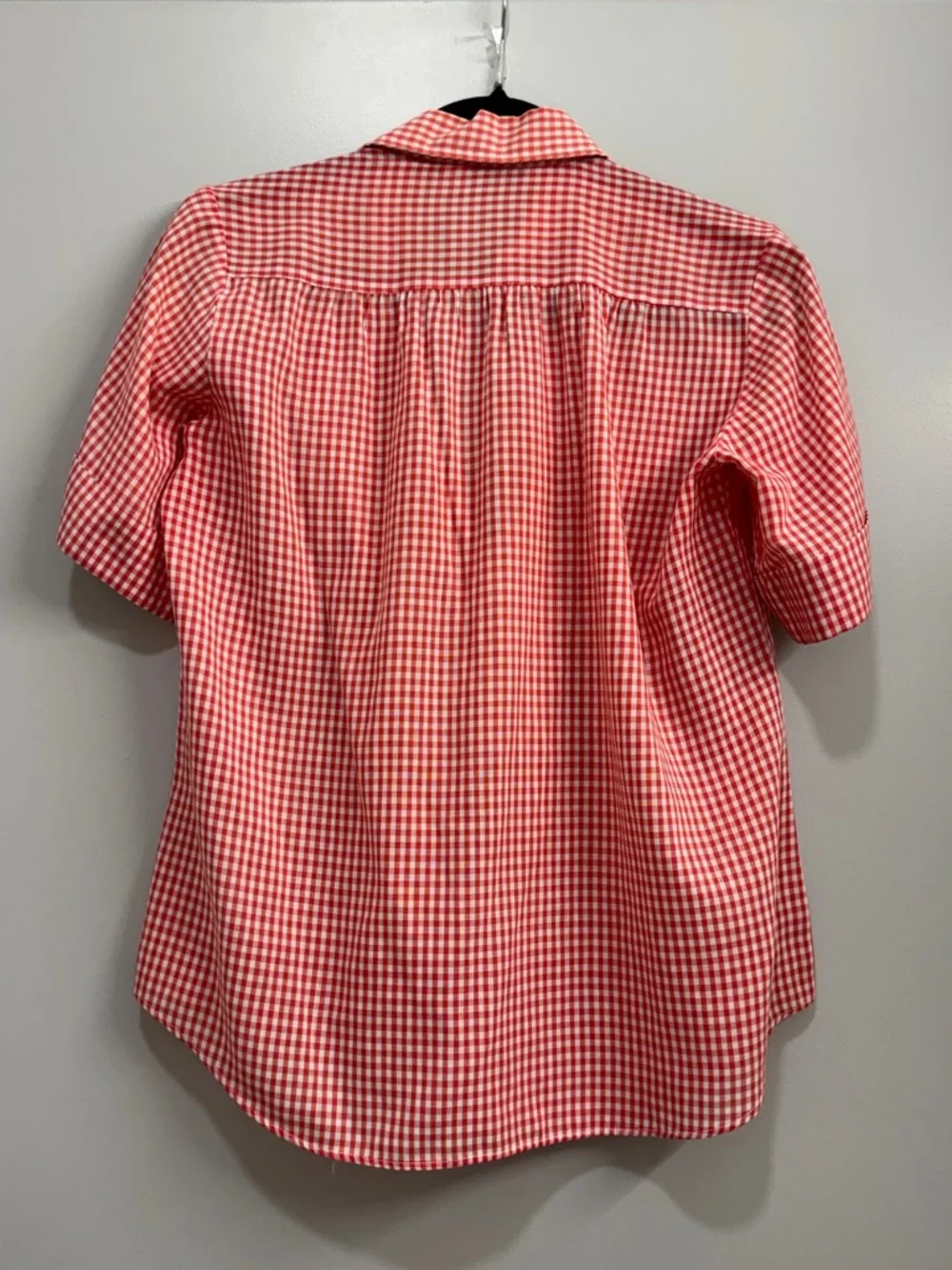 Vintage Red Gingham Popover Shirt Short Sleeve Cottagecore - Picture 2 of 6